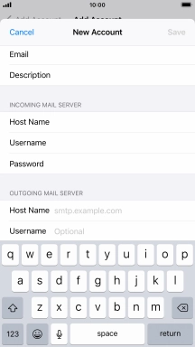 Press Host Name and key in the name or IP address of your email provider's outgoing server. Please note that if you can't send email messages when using your email provider's outgoing server, key in smtp.vodafone.net.au (Vodafone's outgoing server).