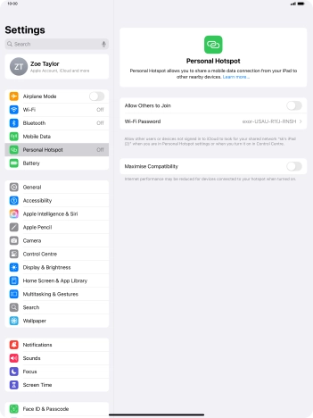 Press Wi-Fi Password and key in the required password.