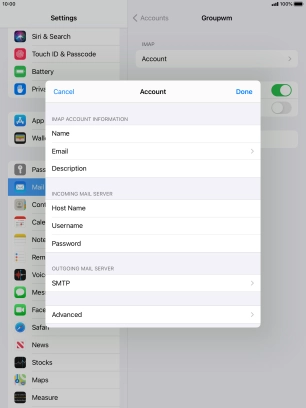Press SMTP.