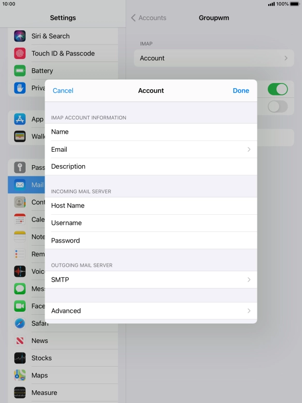 Press SMTP.