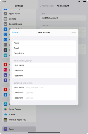 Press Host Name and key in the name of your email provider's outgoing server. Please note that if you can't send email messages when using your email provider's outgoing server, key in smtp.vodafone.net.au (Vodafone's outgoing server).