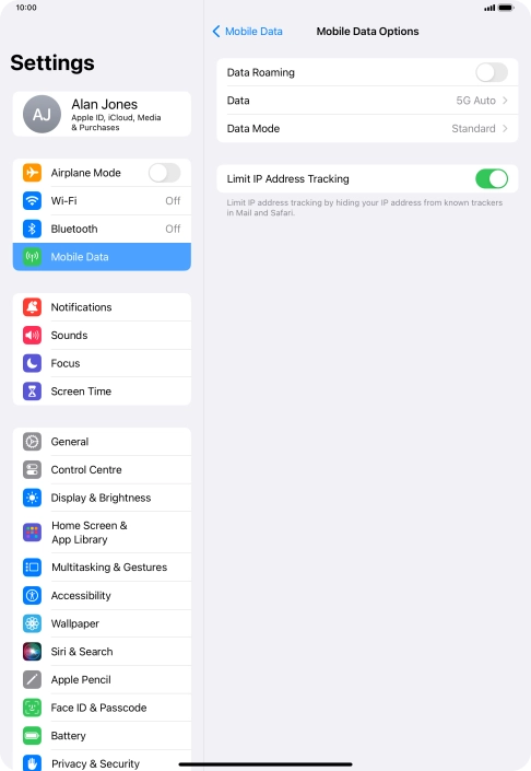 Press Data Mode. Press Data Mode.