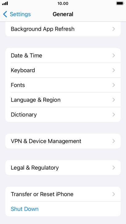 Press Transfer or Reset iPhone.