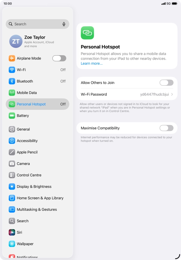 Press Wi-Fi Password and key in the required password. Press Wi-Fi Password and key in the required password.