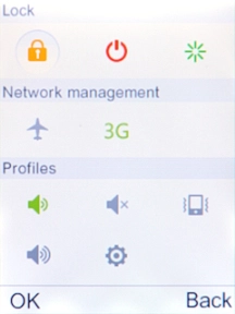 Select the network mode icon to switch between 2G and 3G.