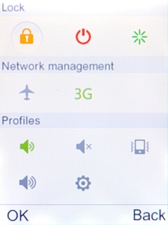 Select the network mode icon to switch between 2G and 3G.