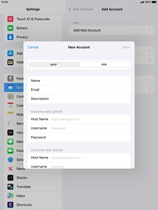 Press Host Name and key in the name of your email provider's incoming server.