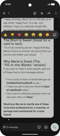 Press and hold the text suggestion from Gemini. Follow the instructions on the screen to use the text suggestion.