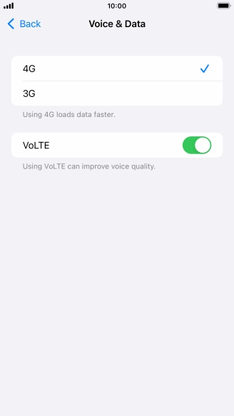 Press the required network mode.