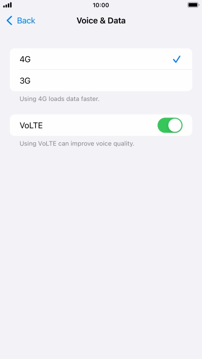 Press the required network mode.