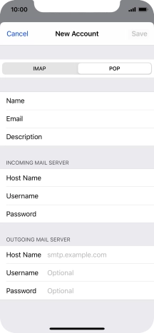 Press Host Name and key in the name of your email provider's outgoing server. Please note that if you can't send email messages when using your email provider's outgoing server, key in smtp.vodafone.net.au (Vodafone's outgoing server).