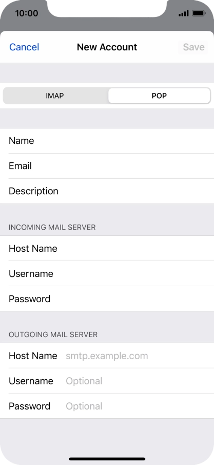 Press Host Name and key in the name of your email provider's outgoing server. Please note that if you can't send email messages when using your email provider's outgoing server, key in smtp.vodafone.net.au (Vodafone's outgoing server).