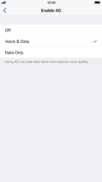 To turn off use of 4G, press Off. To turn off use of 4G, press Off.