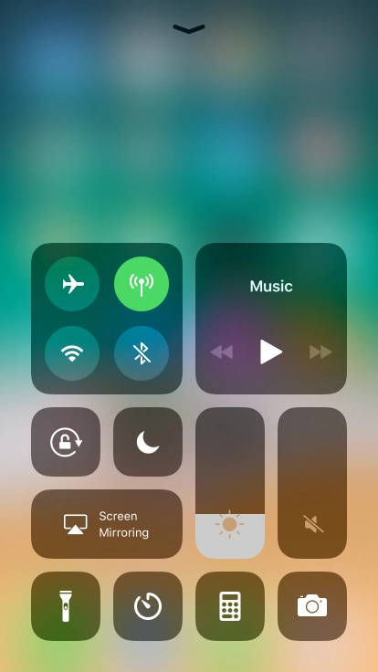 Press the required function to open an application or turn the function on or off.