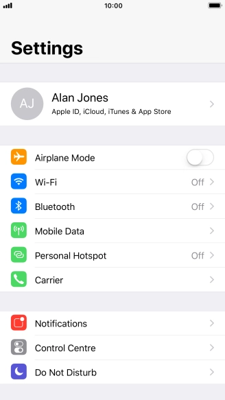 Press Personal Hotspot.