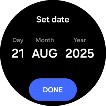 Slide your finger up or down on the screen to set the required date. Slide your finger up or down on the screen to set the required date.