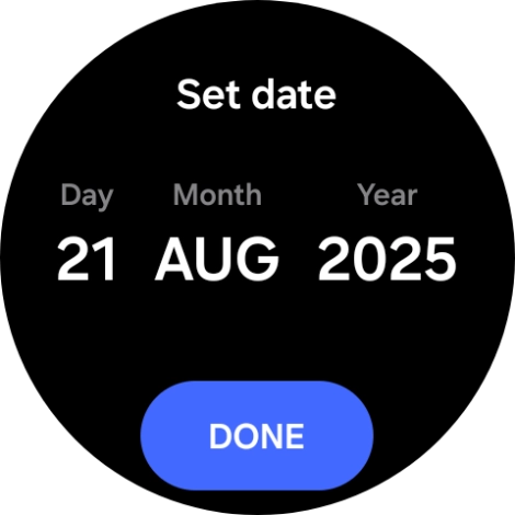 Slide your finger up or down on the screen to set the required date. Slide your finger up or down on the screen to set the required date.