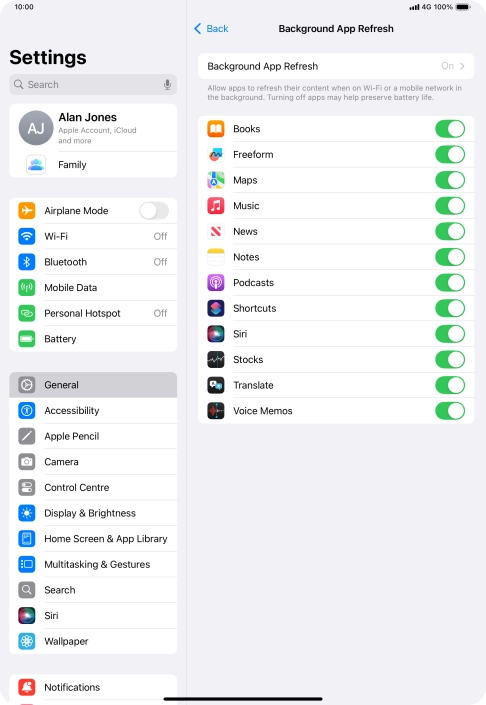 Press Background App Refresh. Press Background App Refresh.