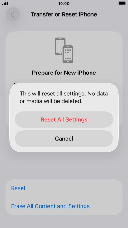 Press Reset All Settings.