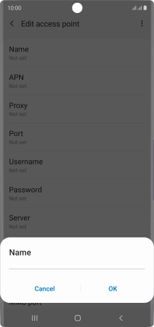 Key in Vodafone Internet and press OK.
