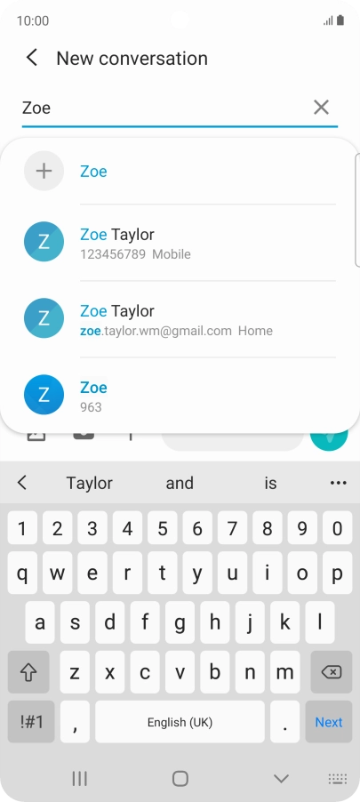 Press the required contact. Press the required contact.