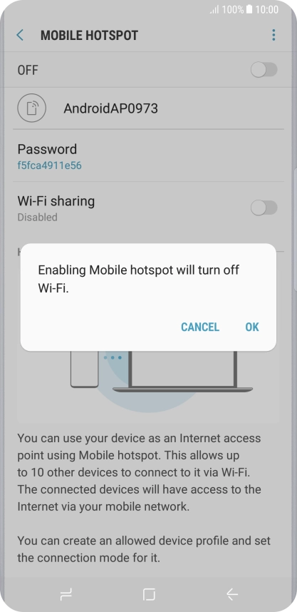 If Wi-Fi is turned on, press OK. If Wi-Fi is turned on, press OK.