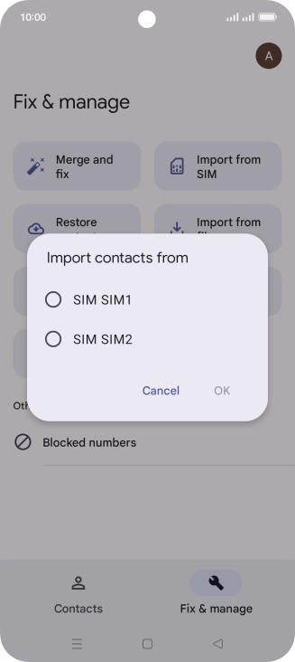 Press the name of the SIM. Press the name of the SIM.