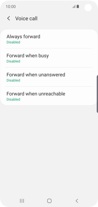 Press the required divert type. Press the required divert type.