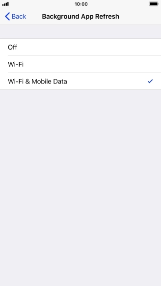To turn off background refresh of apps, press Off. To turn off background refresh of apps, press Off.