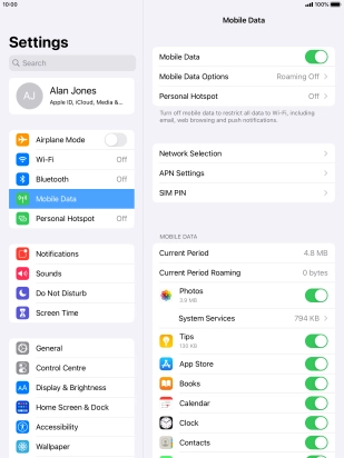 Press Mobile Data Options.