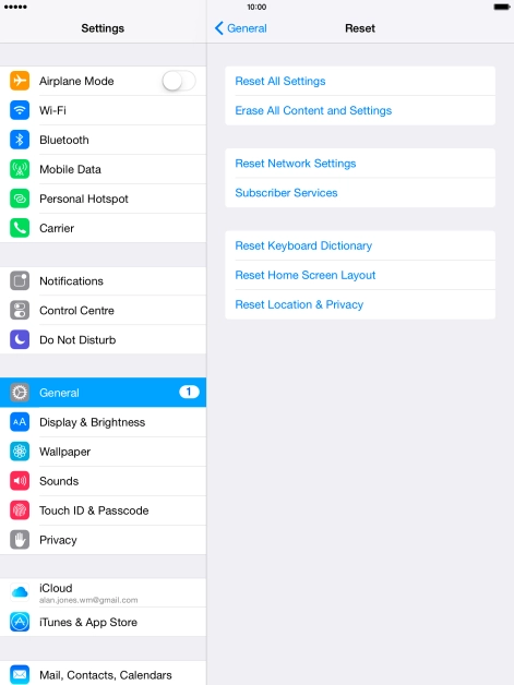 Press Reset All Settings.