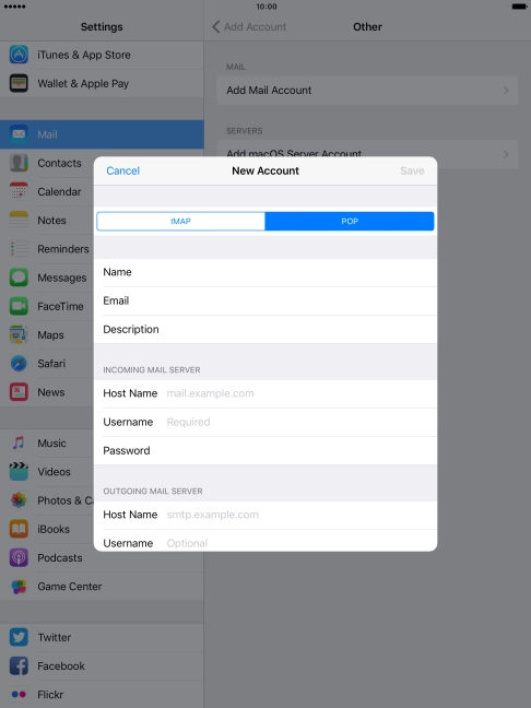 Press Host Name and key in the name of your email provider's incoming server.