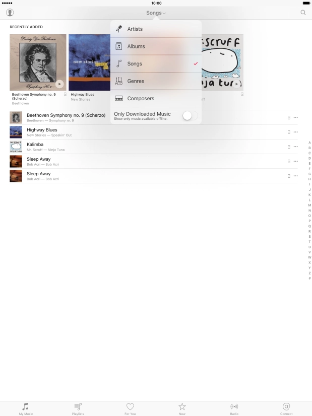 Press Songs.