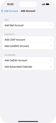 Press Add Mail Account. Press Add Mail Account.