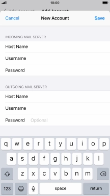 Press Password and key in the password for your email account. Please note that if you're using Vodafone's outgoing server, leave the password field empty.