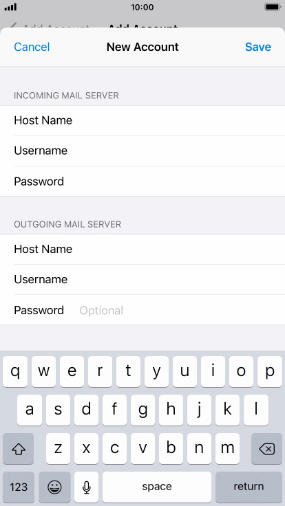 Press Password and key in the password for your email account. Please note that if you're using Vodafone's outgoing server, leave the username field empty.
