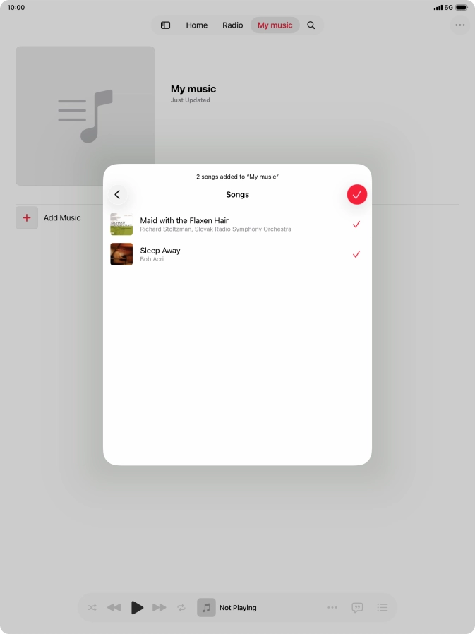 Press the confirm icon.