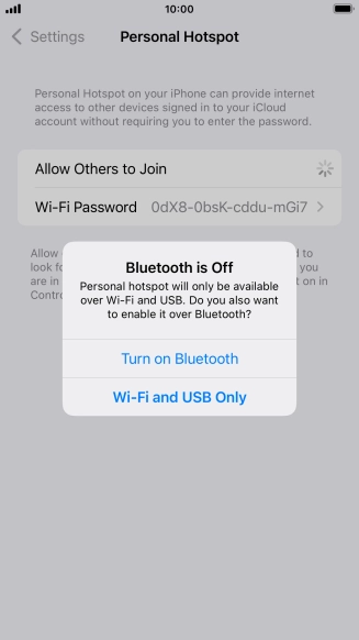 If Wi-Fi is turned on, press Wi-Fi and USB Only.