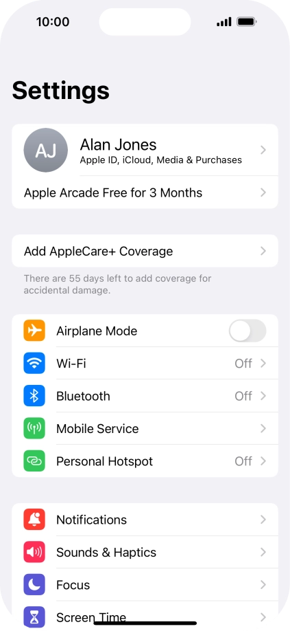 Press Screen Time and optionally select the required member of your family group.