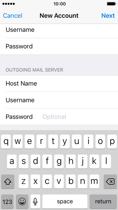 Press Password and key in the password for your email account. Please note that if you have a Vodafone email address, you need to key in the password for your email account.