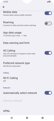Press Preferred network type. Press Preferred network type.