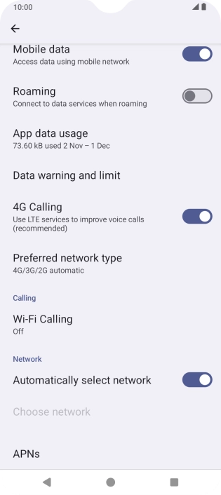 Press Preferred network type. Press Preferred network type.