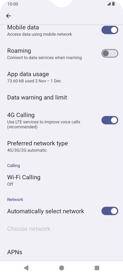 Press Preferred network type. Press Preferred network type.