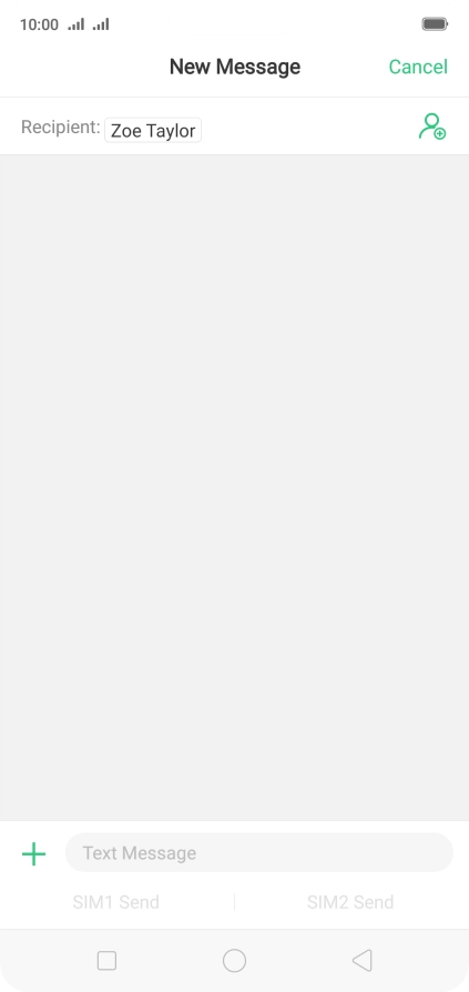 Press the text input field and write the text for your text message.