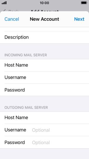 Press Username and key in the username for your email account. Please note that if you're using Vodafone's outgoing server, leave the username field empty. Press Username and key in the username for your email account. Please note that if you're using Vodafone's outgoing server, leave the username field empty.