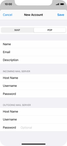Press Password and key in the password for your email account. Please note that if you're using Vodafone's outgoing server, leave the password field empty.