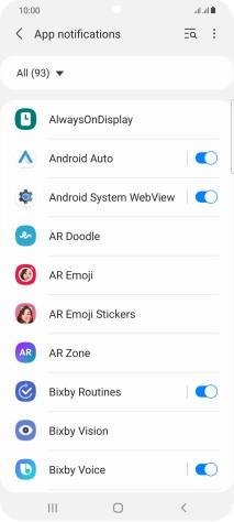 Press the indicators next to the required apps to turn the function on or off. Press the indicators next to the required apps to turn the function on or off.