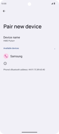 Press the required Bluetooth device and follow the instructions on the screen to pair the device with your phone. Press the required Bluetooth device and follow the instructions on the screen to pair the device with your phone.