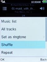 Select Shuffle and press the Left selection key.