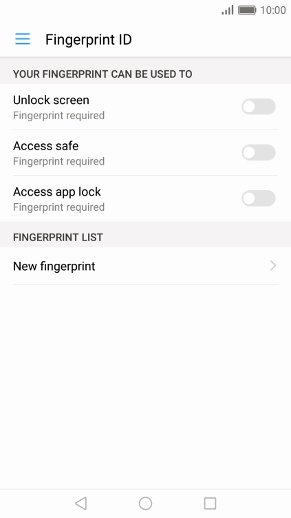Press New fingerprint. Press New fingerprint.
